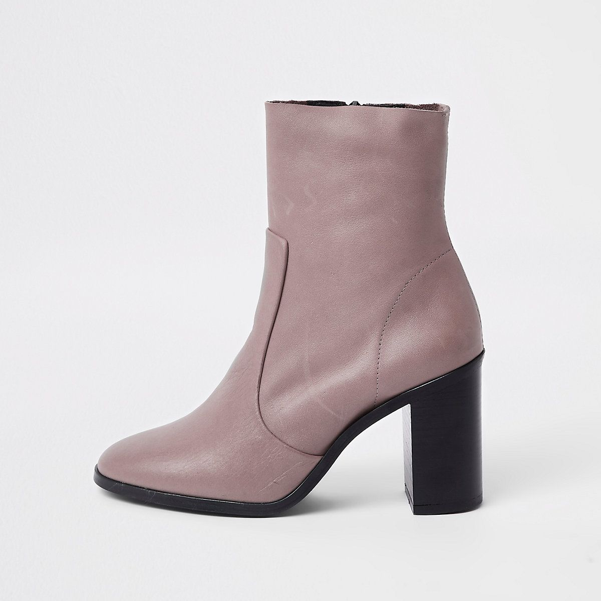 Beige leather sock heel ankle boots | River Island (UK & IE)