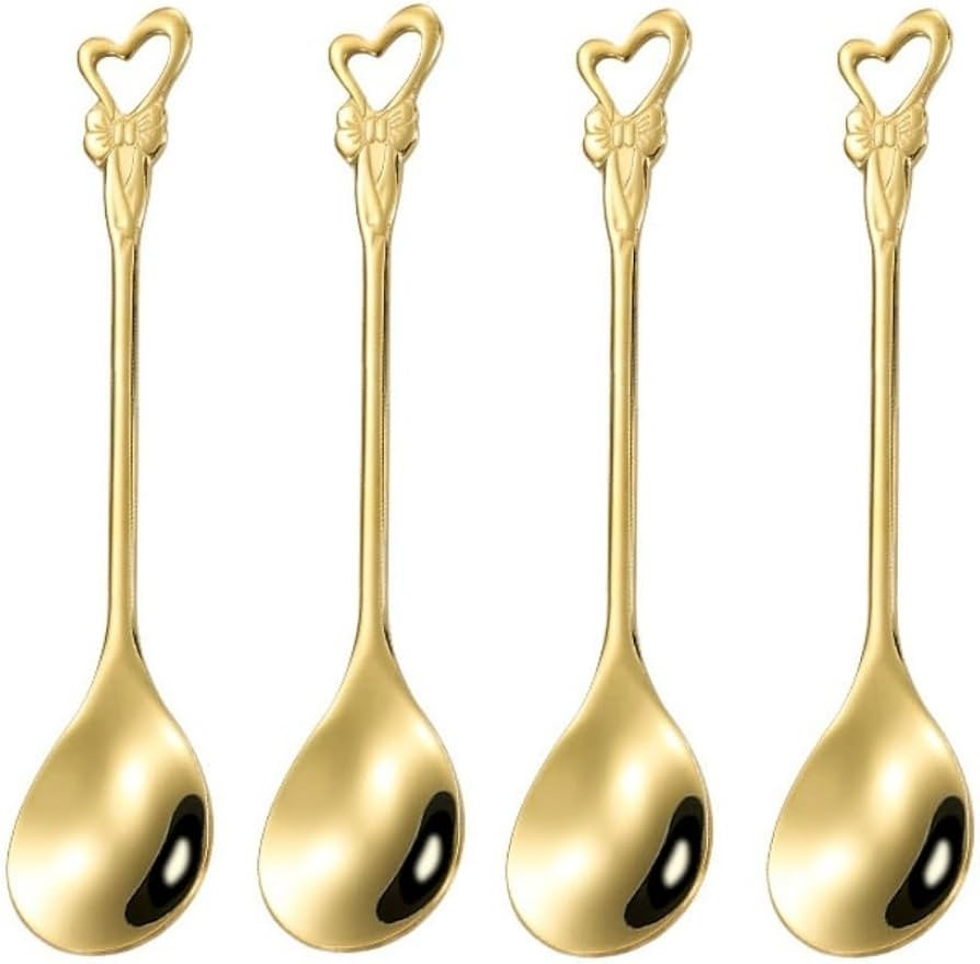 10 Pieces Stainless Steel Heart Butterfly Coffee Spoon Dessert Spoon Sugar Spoon Ice Cream Spoon ... | Amazon (US)