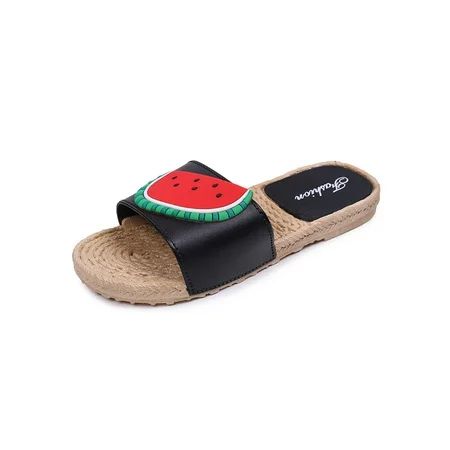 Daeful Womens Watermelon Printed Slippers Sandals Mules Casual Flat Shoes Summer Beach | Walmart (US)