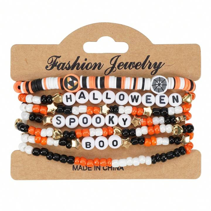 1pc Halloween Rice Bead & Soft Pottery Beaded Bracelet | SHEIN USA | SHEIN