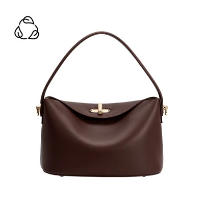 Lana Espresso Recycled Vegan Leather Crossbody Bag | Melie Bianco