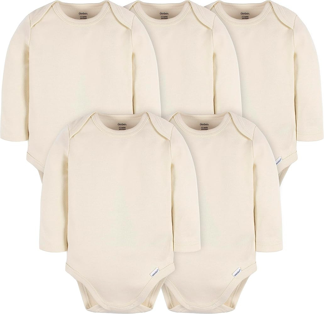 Gerber Unisex Baby Long Sleeve Solid Onesies Multi-pack Interlock 180 Gsm | Amazon (US)
