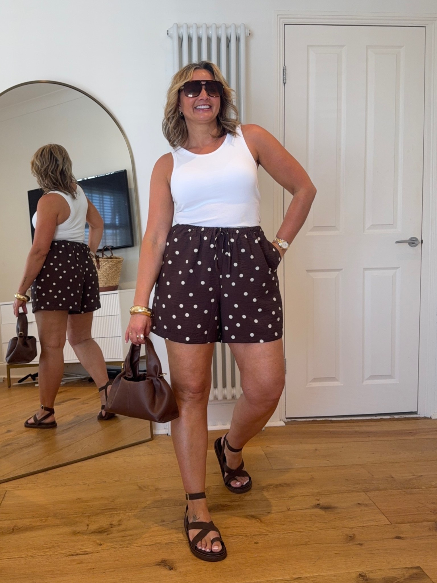 Polka dot shorts outfit
