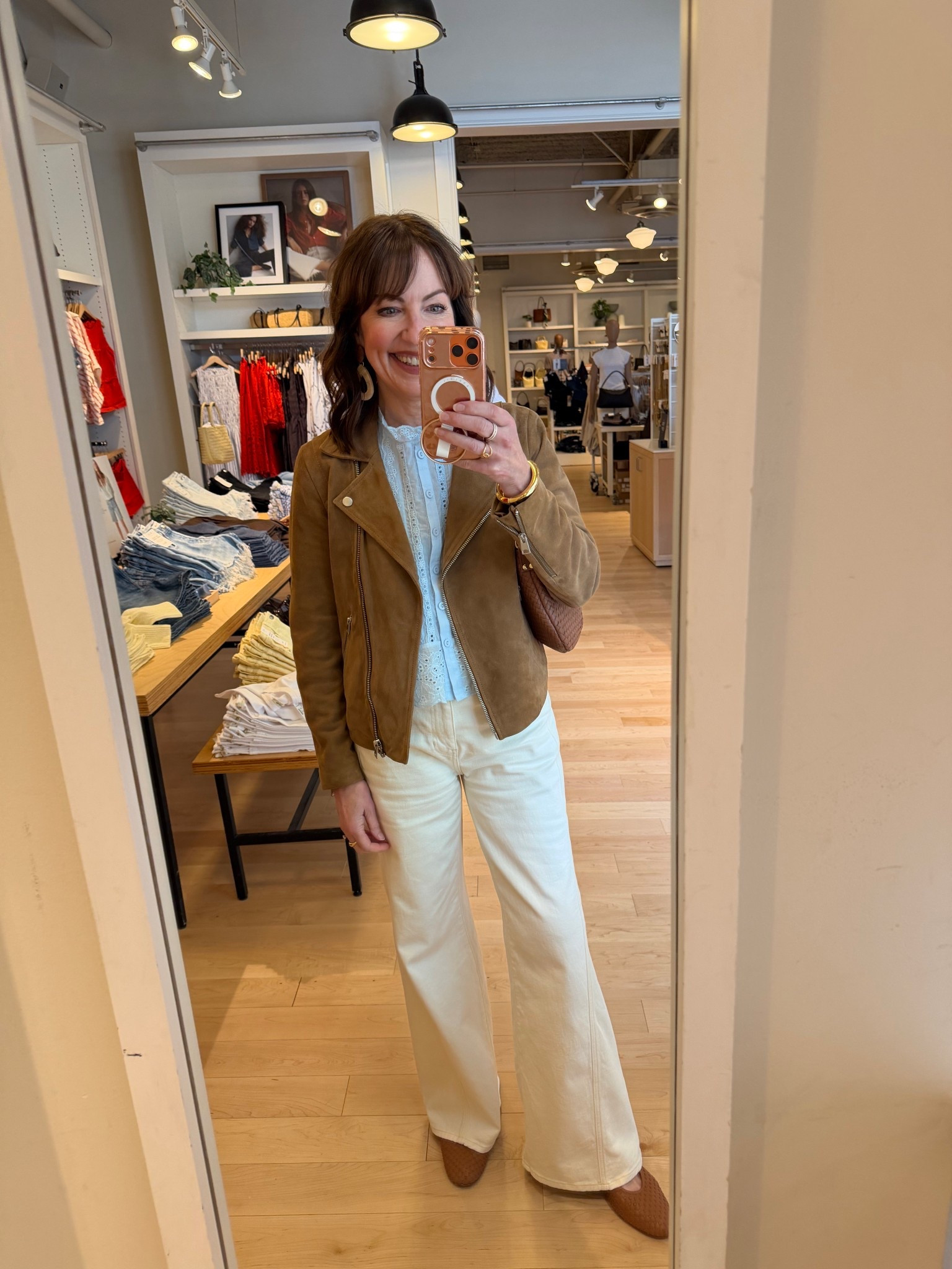 Outfit of the day for shopping! 

Quince, moto jacket, Amazon blouse, AG jeans, ecru jeans, Dolce Vita flats

#LTKdayinmylife #LTKOver40 #LTKootd