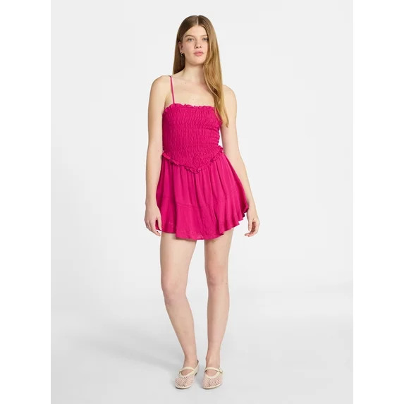 No Boundaries Smocked Romper, Women's XXS-XXL | Walmart (US)