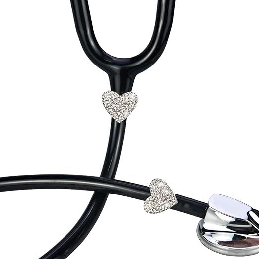 HEYGOO 2 Pack Spark Bling Love Heart Stethoscope Charms, Custom Stethoscope Id Name Tag Charm, Si... | Amazon (US)