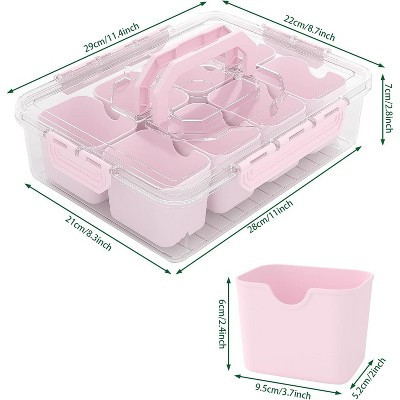 Hachikiko 2 Pack Divided Serving Tray with Lid & Handles - 8 Compartments Pink Snackle Box Container for Candy, Nuts, Fruits | Target
