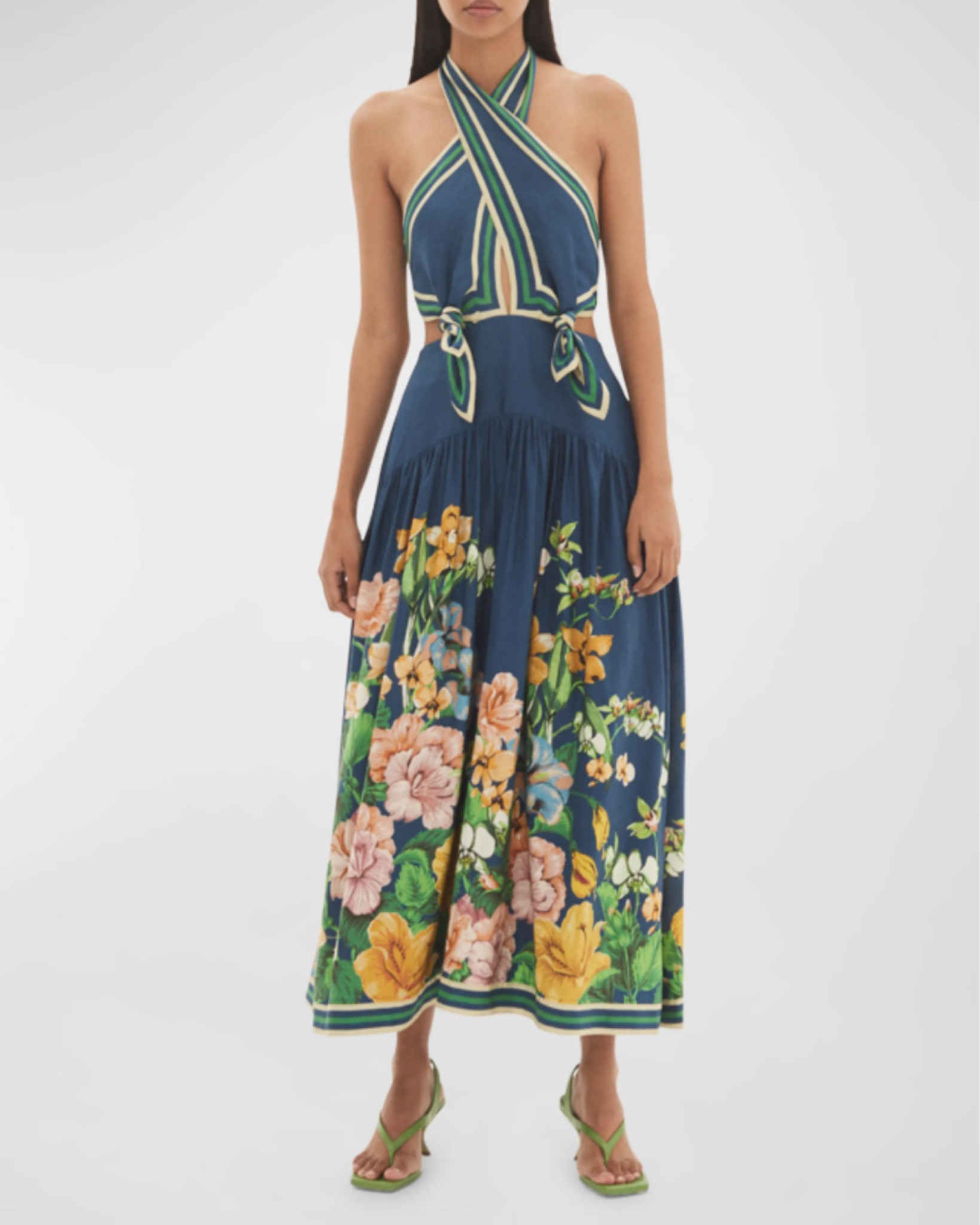 Love the classic colors and unique top on this dress - perfect for a tropical getaway or summer event!

#LTKstyletip