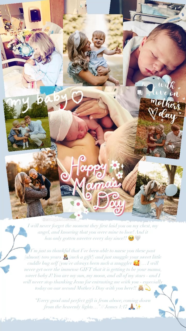 I will never forget the moment they first laid you on my chest, my angel, and knowing that you were mine to love! And it has only gotten sweeter every day since!! 🥹🤍 

I’m just so thankful that I’ve been able to nurse you these past (almost) two years 🤱🏼(such a gift!) and just snuggle your sweet little cuddle bug self (you’ve always been such a snuggler 🥰)… I will never get over the immense GIFT that it is getting to be your mama, sweet baby J! You are my sun, my moon, and all of my stars - and I will never stop thanking Jesus for entrusting me with you - especially today on our second Mother’s Day with you here!! 👼🏼💫

“Every good and perfect gift is from above, coming down from the heavenly lights…” // James 1:17 🙏🏽✨