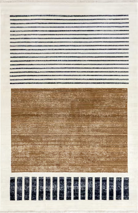 Beige Anette Block Striped Area Rug | Rugs USA