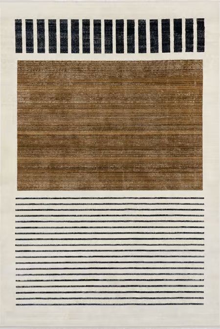 Beige Anette Block Striped Area Rug | Rugs USA