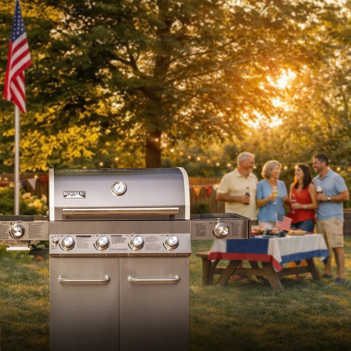 \ud83c\udf96\ufe0fMonument Grills 24367 4-Burner Stainless Steel Propane Gas Grill with Dual Side... | Wayfair North America