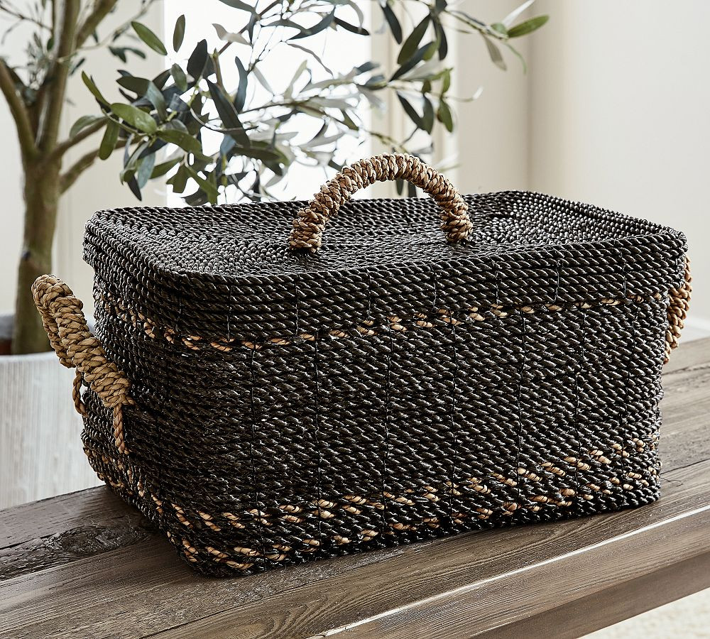 Asher Handwoven Seagrass Lidded Basket | Pottery Barn (US)