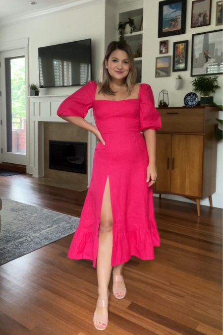 My favorite dress - I wore a white print to my rehearsal dinner and bought this pink during the last sale. I’m in a size 2! 

#LTKsalealert #LTKSeasonal #LTKwedding