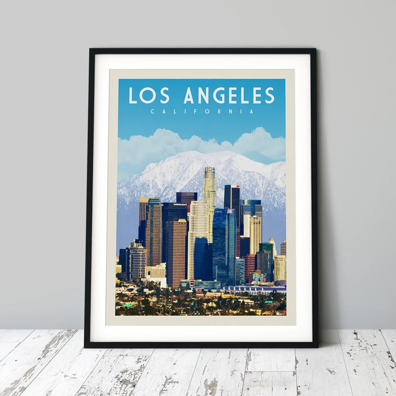 Los Angeles California Wall Art Downtown Los Angeles Skyline | Etsy | Etsy (US)