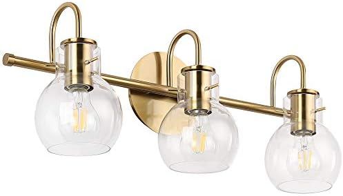 SOLFART Golden 3 Globe Glass Vanity Light Bathroom Lighting Fixtures Modern Over Mirror Wall Scon... | Amazon (US)