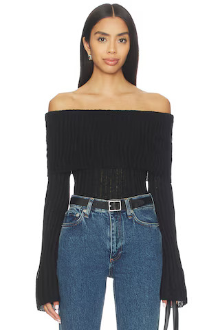 MORE TO COME Ingrid Off Shoulder Sweater in Black from Revolve.com | Revolve Clothing (Global)