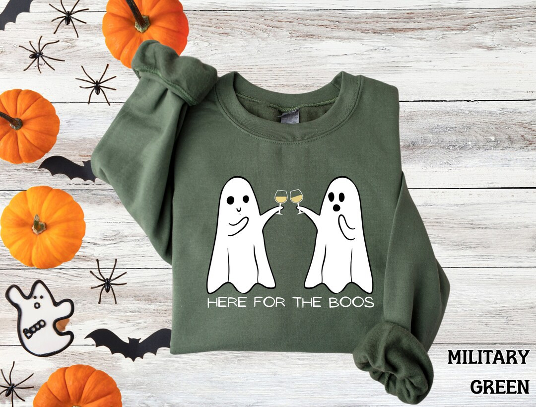 Here for the Boos Sweatshirt, Here for the Booze Shirt, Funny Halloween Shirt, Halloween Wine Cre... | Etsy (US)