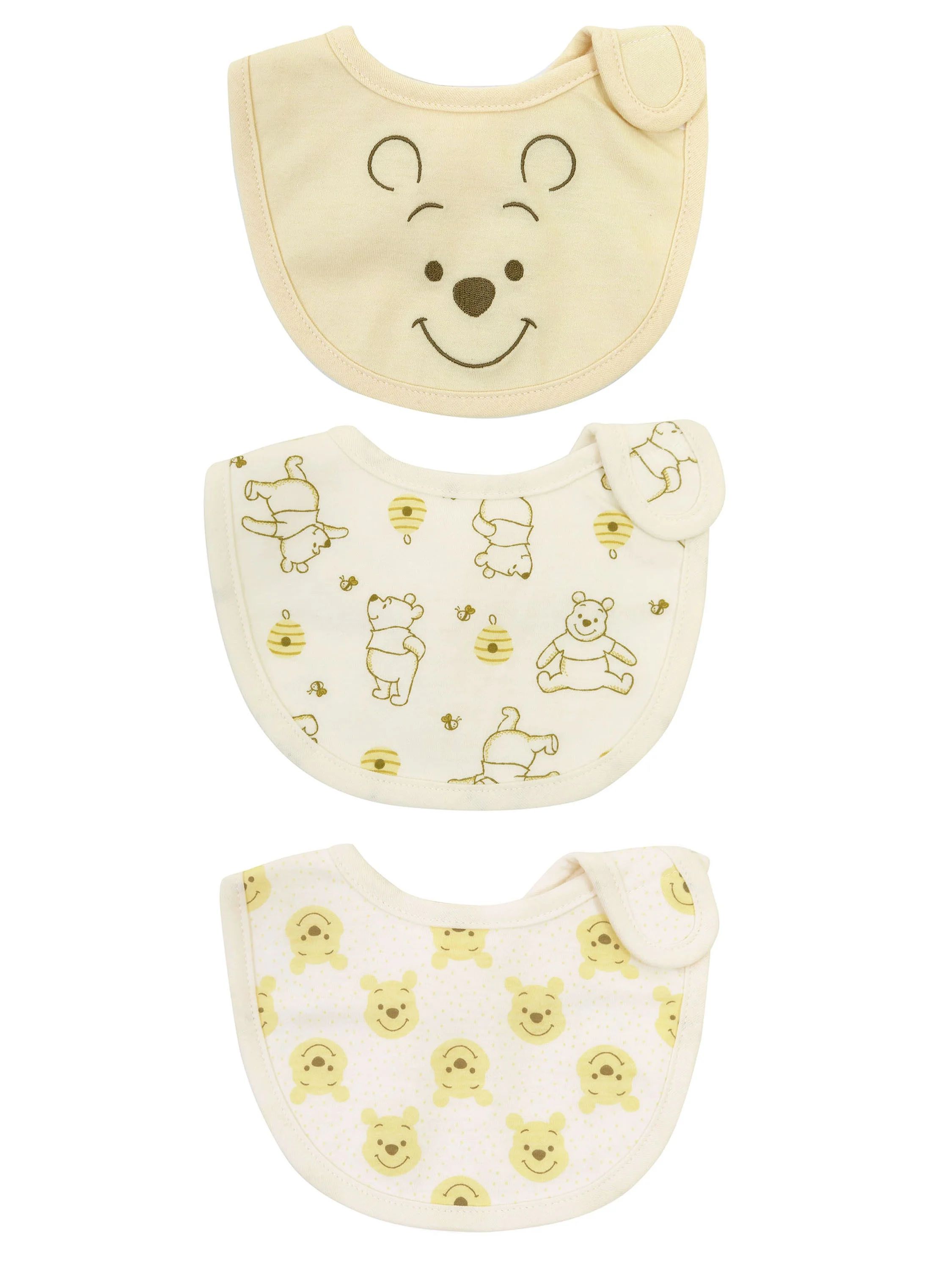 Disney Winnie the Pooh 3 Pack Newborn Side Closure Bibs | Walmart (US)