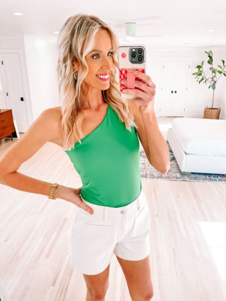 How fun is this one shoulder green top from Walmart? 

Walmart fashion / summer outfit / white shorts / classic style 

#LTKfindsunder50 #LTKfindsunder100