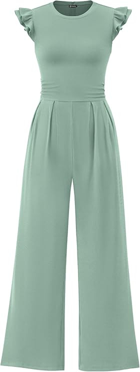 PRETTYGARDEN Summer Jumpsuits for Women Dressy 2026 Fashion Ruffle Cap Sleeve Romper Crew Neck Ri... | Amazon (US)