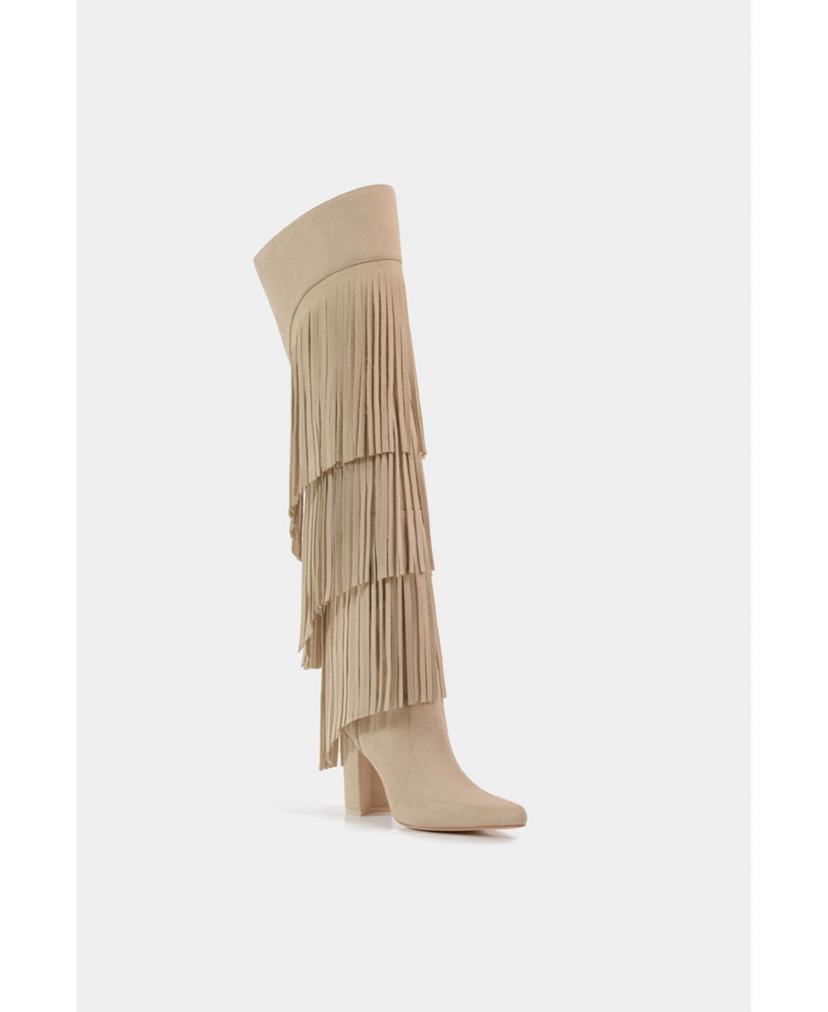 Fringe Leather Tall Boots Vespa By Dante - Beige | Macy's