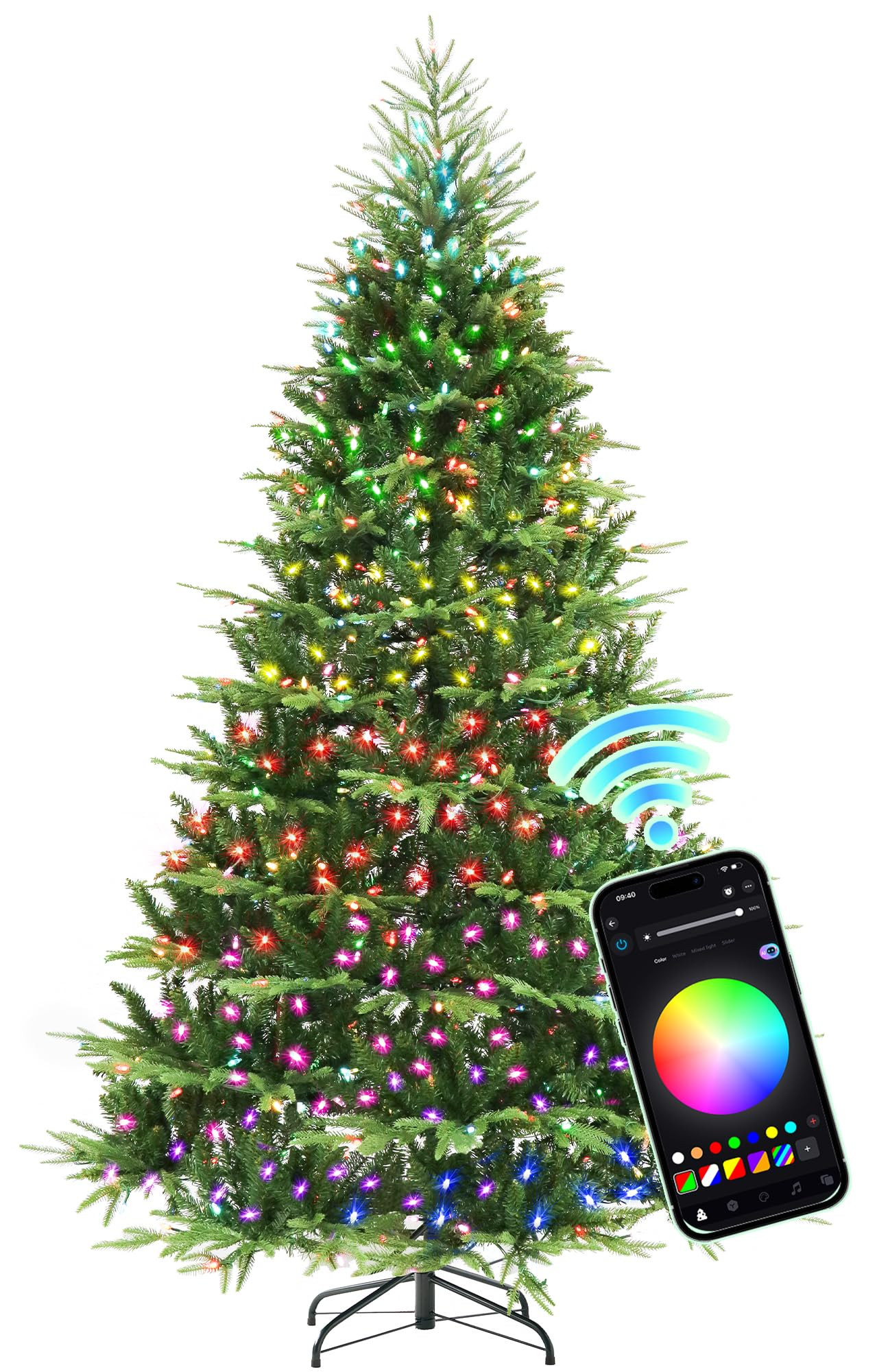 HOLLO STAR 9 ft Prelit Christmas Tree with 1200 LED Lights, App Control, Aspen Artificial Christm... | Amazon (US)