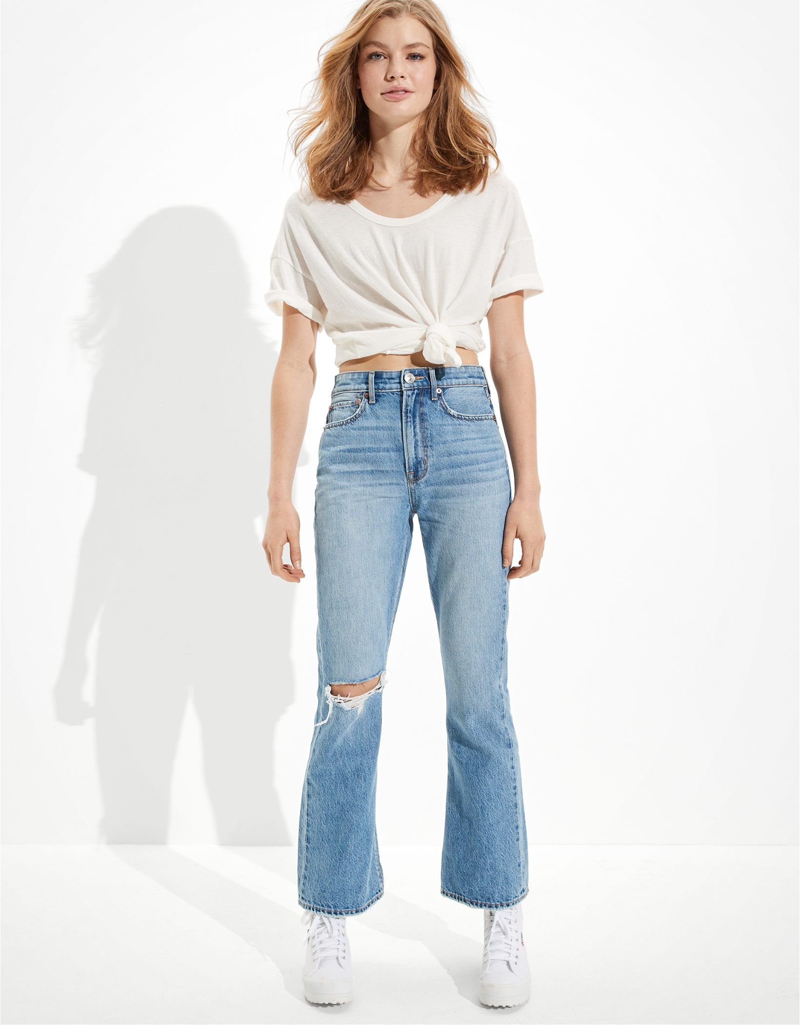 AE Ripped Highest Waist '90s Flare Jean | American Eagle Outfitters (US & CA)