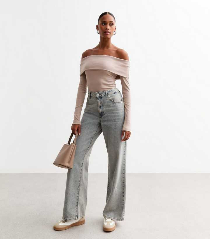 Pink Ribbed Foldover Bardot Top
						
						Add to Saved Items
						Remove from Saved Items | New Look (UK)