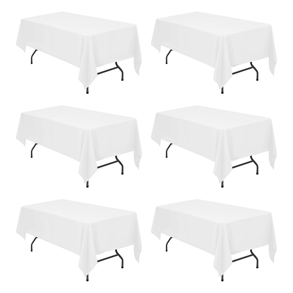 BRILLMAX 6 Pack White Tablecloths for 6 Foot Rectangle Tables 60 x 102 Inch - 6ft Rectangular Bul... | Amazon (US)