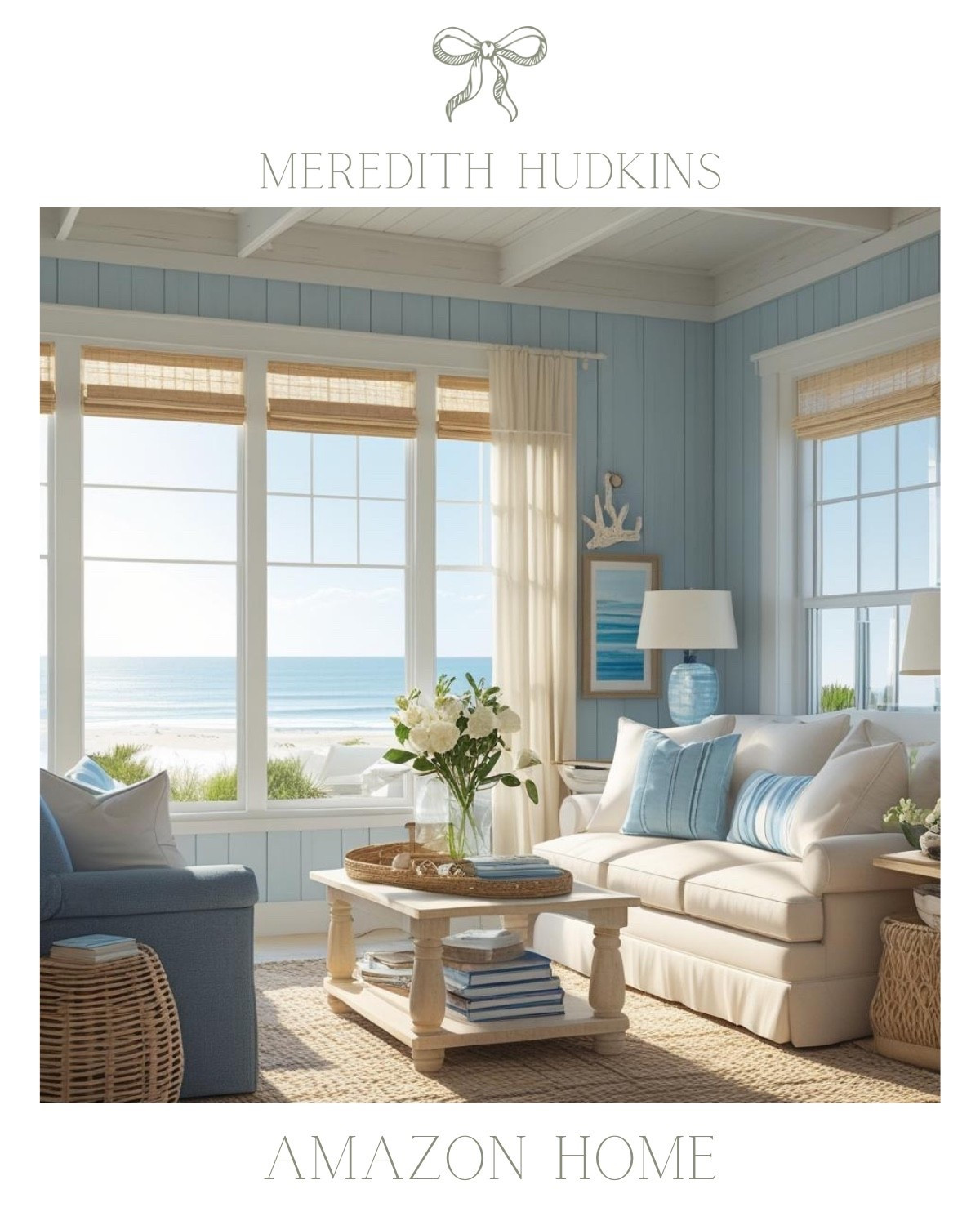 Serene coastal living room inspiration. The aesthetic is relaxed and inviting. Meredith Hudkins, home, home decor, coastal, coastal home, blue & white, living room, affordable, amazon, amazon home, classic

#LTKFindsUnder100 #LTKSaleAlert #LTKHome