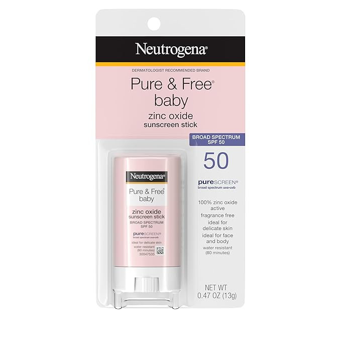 Neutrogena Pure & Free Baby Mineral Sunscreen Stick with Broad Spectrum SPF 50 & Zinc Oxide, Wate... | Amazon (US)