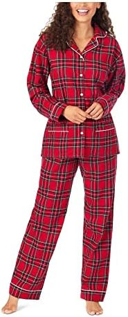 Lanz of Salzburg Sleepwear for Women Classic Notch Collar Long Sleeve Flannel Pajama Set | Amazon (US)