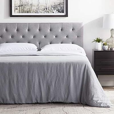 LUCID Mid-Rise Upholstered Headboard - Adjustable Height from 34” to 46”, Full, Stone | Amazon (US)
