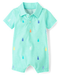Baby Boys Bunny Polo Romper - aqua | The Children's Place