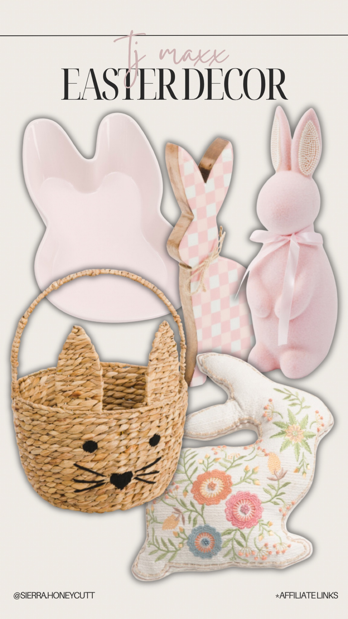 The cutest Easter decorations from TJ Maxx!!!

Bunnies, seasonal, pink, neutrals, embroidered, affordable, home, unique, aesthetic 

#LTKHome #LTKFindsUnder50 #LTKSeasonal