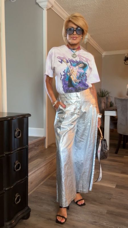I’m here for fun & edgy styling. 💃My pants are sold out but I found some similar to give you the same look. Also my jewelry is one of a kind  Rock Star in Rome pieces, but just have fun & create your own look.  My links are below ⬇️  #edgystyle #outfitideas 

#LTKShoeCrush #LTKStyleTip