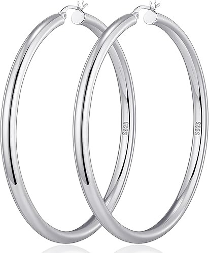 4mm Thick Gold Chunky Earrings Steling Silver Post Hoops Earrings For Women Hollow Tube Hoops Ear... | Amazon (US)