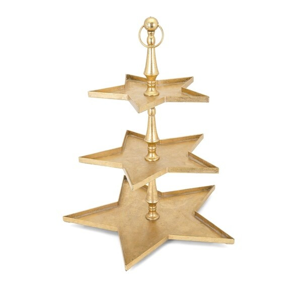 Christmas Golden Iron Star 3 Tier Server | Bed Bath & Beyond