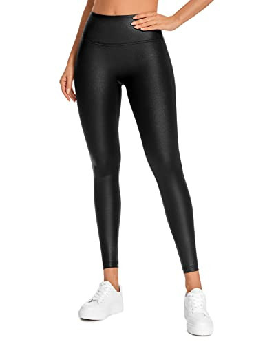 CRZ YOGA Butterluxe Matte Faux Leather Leggings for Women 26.5'' - No Front Seam High Waist Stretch Tights Pleather Pants Faux Leather Black Large | Amazon (US)