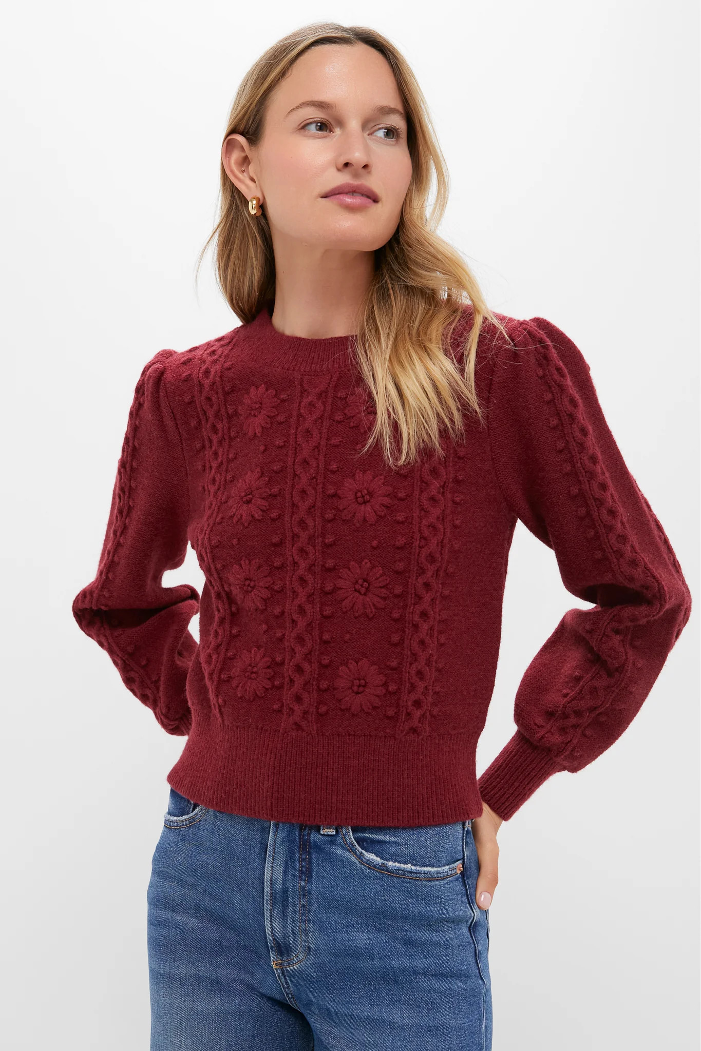 Merlot Embroidered Floral Frankie Sweater | Tuckernuck (US)