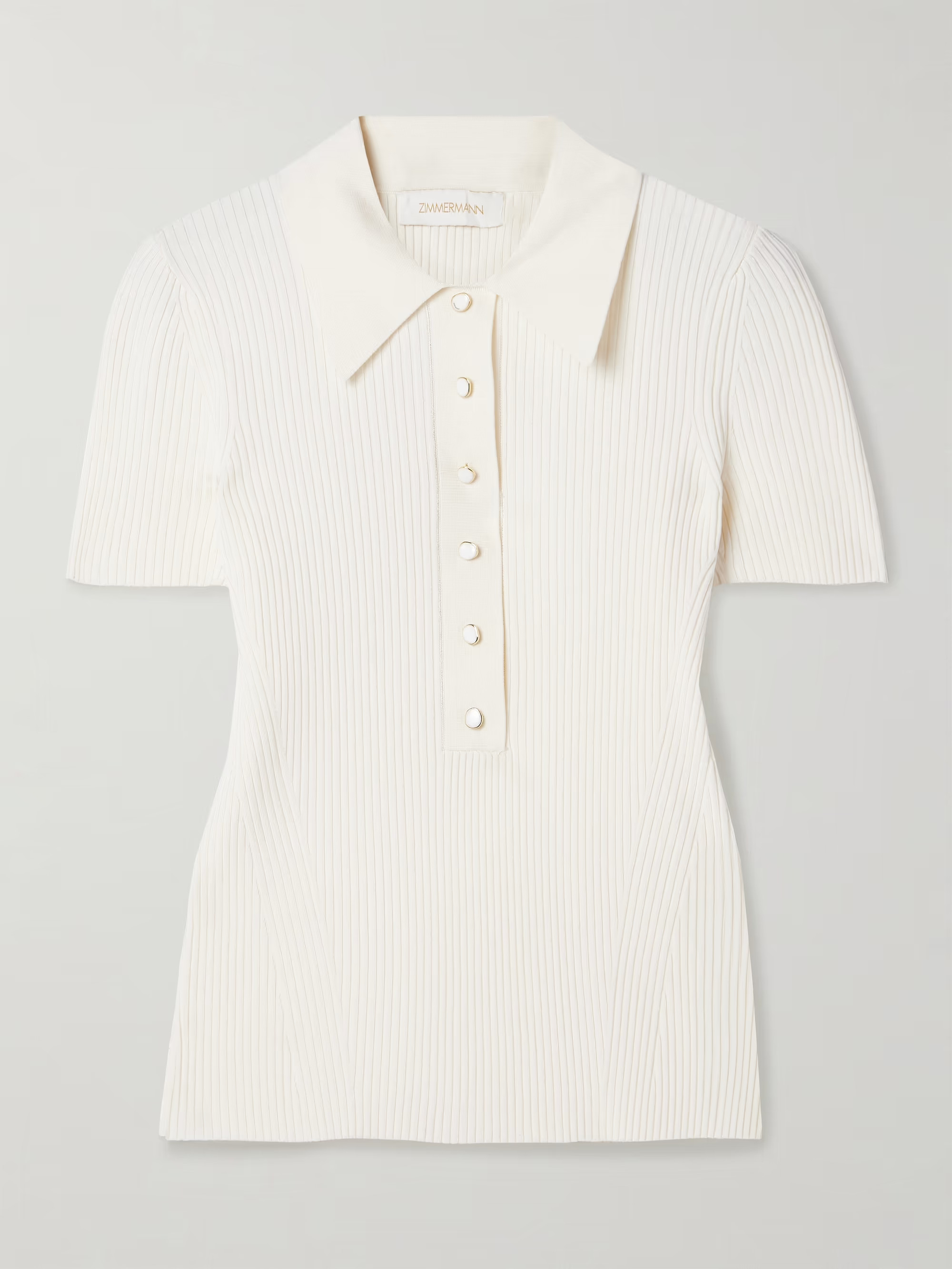 Ribbed-knit polo shirt | NET-A-PORTER (US)