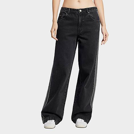 adidas Women's Originals adicolor 3-Stripes Denim Track Pants in True Black Denim Size: 28 | Finish Line (US)