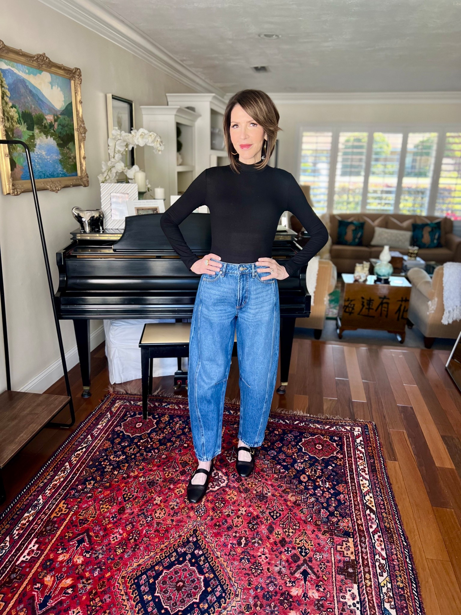 high rise barrel leg jeans, over 50 outfits 

#LTKootd #LTKSeasonal #LTKOver40