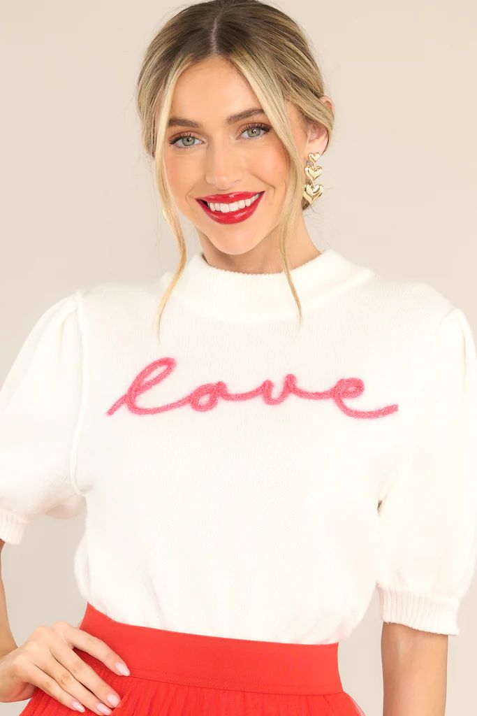 Much Love White Cropped Sweater | Red Dress 