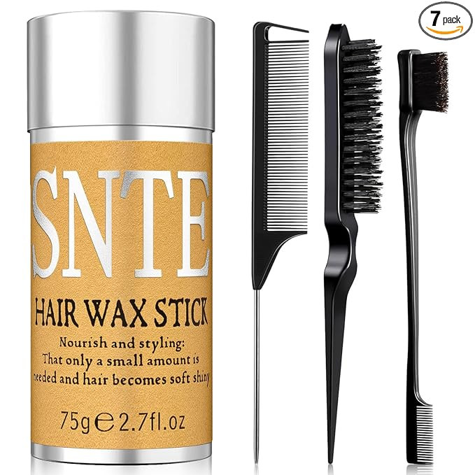 Slick Back Hair Brush & Hair Wax Stick Set - Frizz Control & Flyaway Smoothing - Sleek Ponytails,... | Amazon (US)