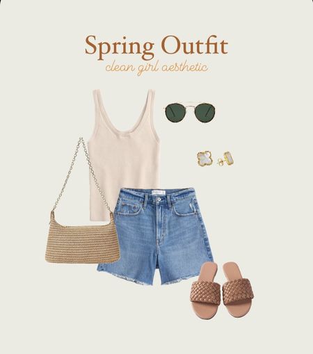 spring outfits, spring outfits 2024, spring outfits amazon, spring fashion, february outfit, casual spring outfits, spring outfit ideas, cute spring outfits, cute casual outfit, date night outfit, date night outfits, shoulder bag, vacation outfit, resort outfit, spring outfit, resort wear, gold earrings coach bag, coach wallet, brown shoulder bag, jeans, jean, jean shorts, denim shorts, abercrombie jeans, abercrombie jean shorts, abercrombie dad shorts, white tank top, white cami, braided sandals, brown sandals, straw bag, flower earrings, clean girl aesthetic 