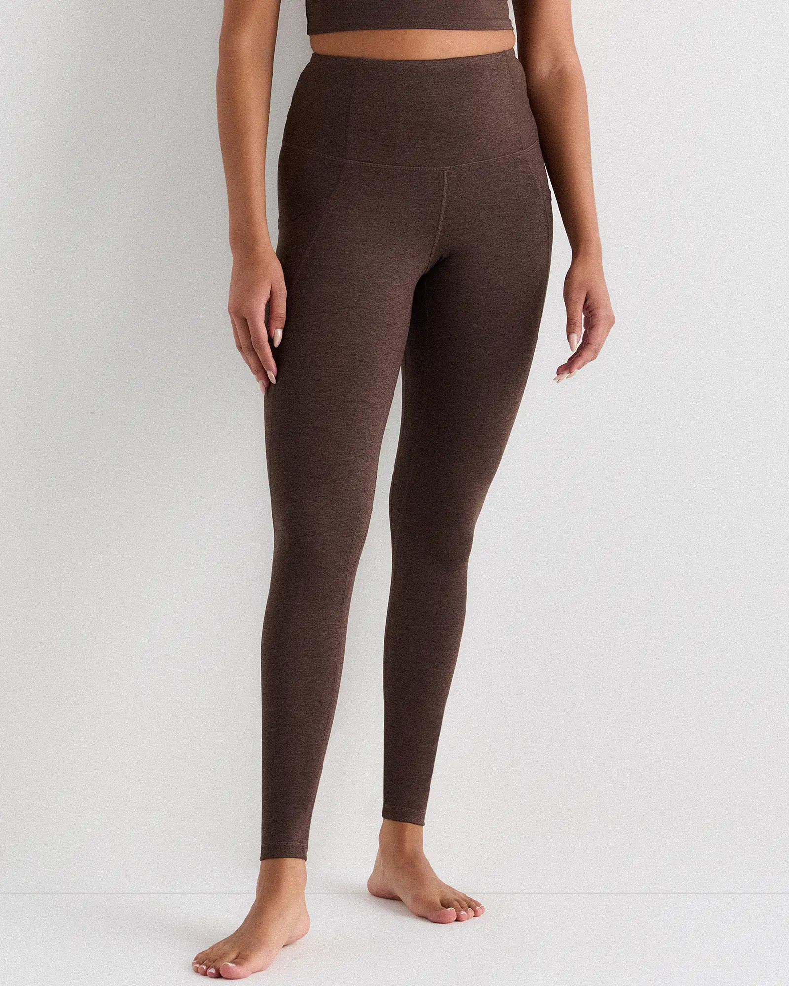 Ultra-Soft High-Rise Pocket Legging in Heather Espresso | Quince