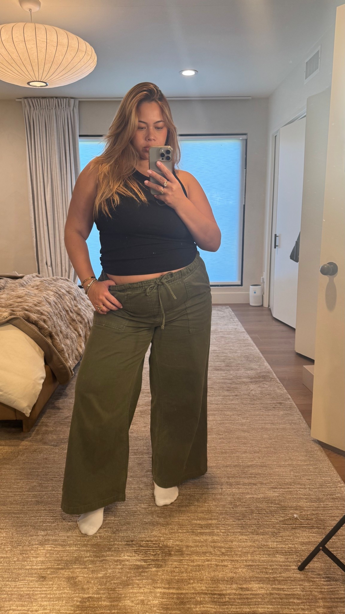 Wearing XL bottoms and L top 