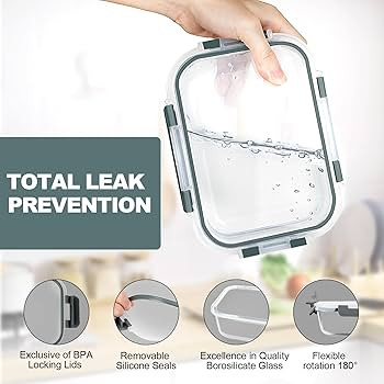 VERONES 10 Pack 22 OZ Glass Meal Prep Containers, Airtight Glass Lunch Containers Set, Glass Food... | Amazon (US)